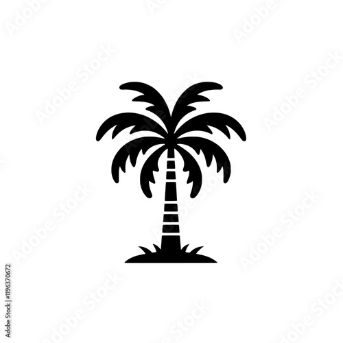 Palm Tree Icon: A simple yet evocative silhouette of a palm tree, perfect for representing tropical vacations, summer getaways, or the allure of paradise. The iconic image conveys a sense of warmth.