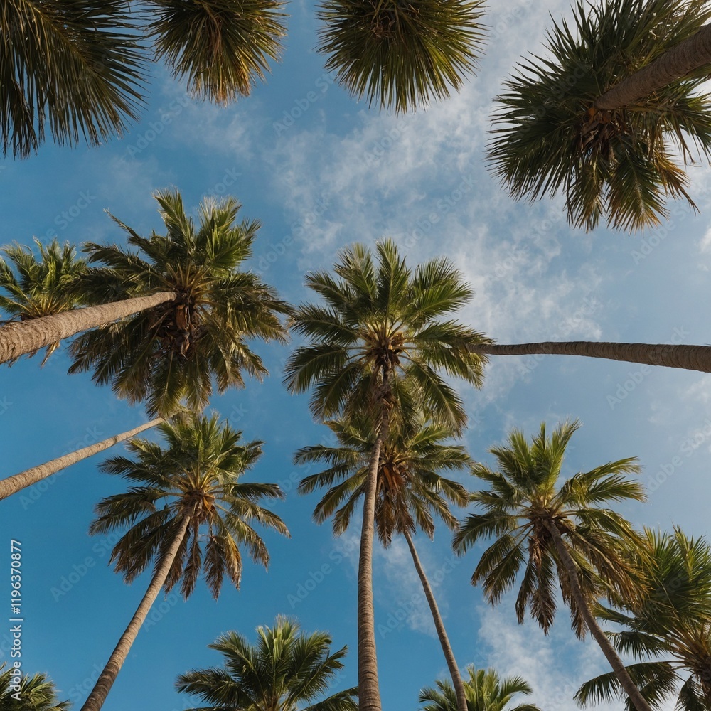 Obraz premium Capture the view from the top of a palm tree-lined hill.