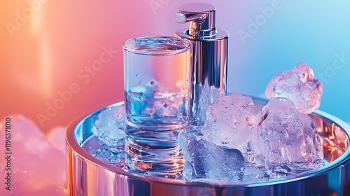 Obraz na płótnie An isolated view of a polished ice pump and tray against a vibrant backdrop w salonie