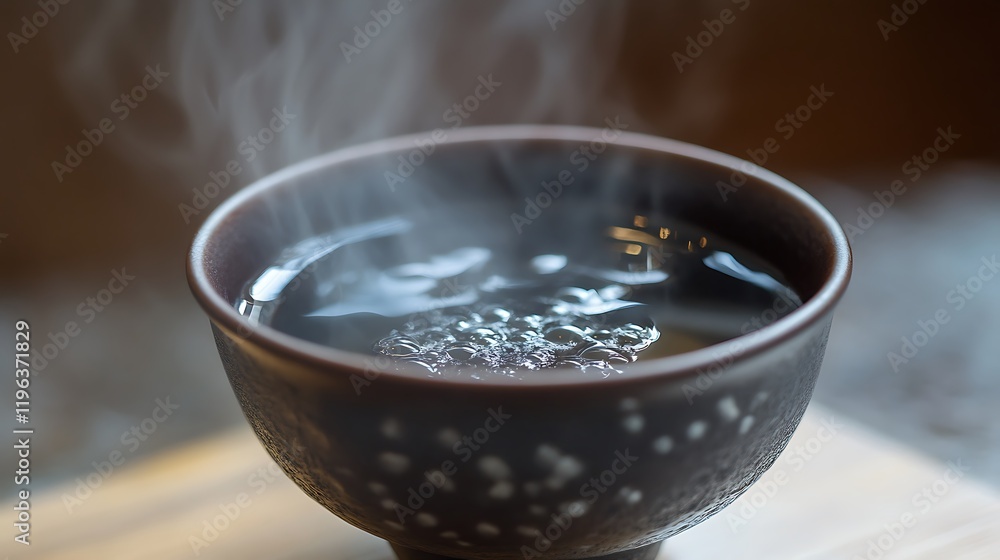 An upclose look towards a teacup filling the vessel with steaming tea
