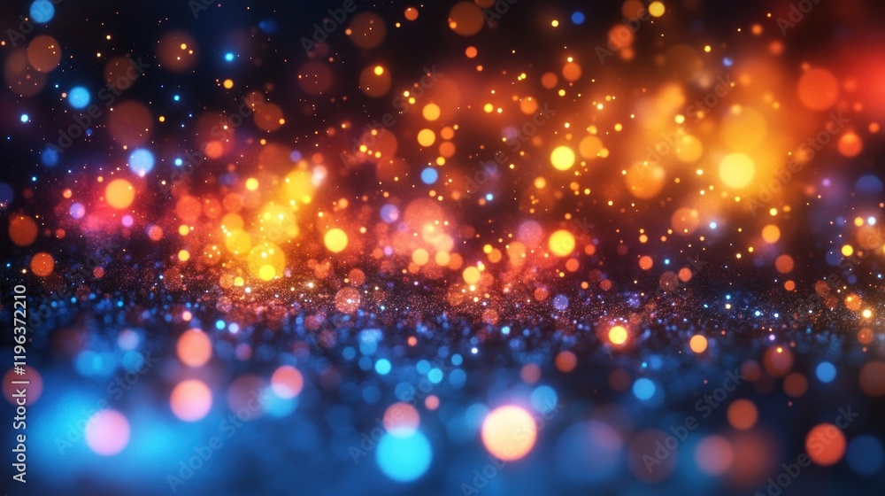 Festive bokeh lights sparkle; dark background, holiday design Festive bokeh lights sparkle; dark background, holiday design
