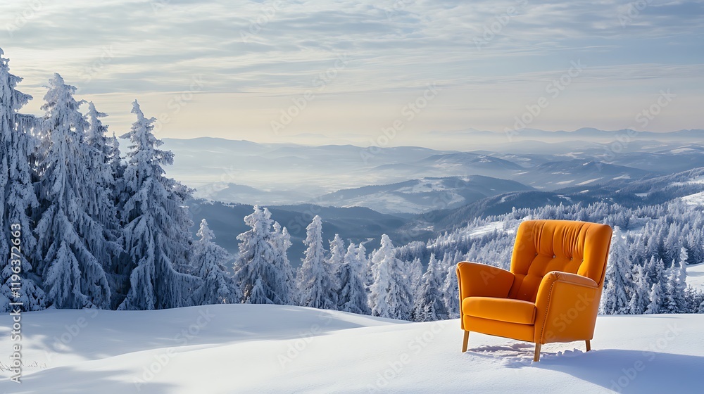 Armchair climb with hills and snow covered woods