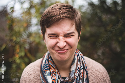 Person winking playfully with a subtle smirk photo