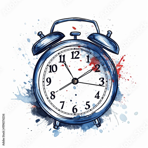This image displays a modern blue alarm clock with a sleek design, featuring a white dial and bold black hands for clear visibility. The silver accents enhance its stylish look, perfect for any decor.