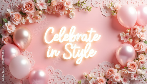 Celebrate in Style: Elegant Pink Floral & Balloon Decor Inspiration