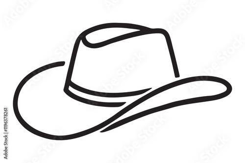 Simple Cowboy Hat Silhouette Line Art