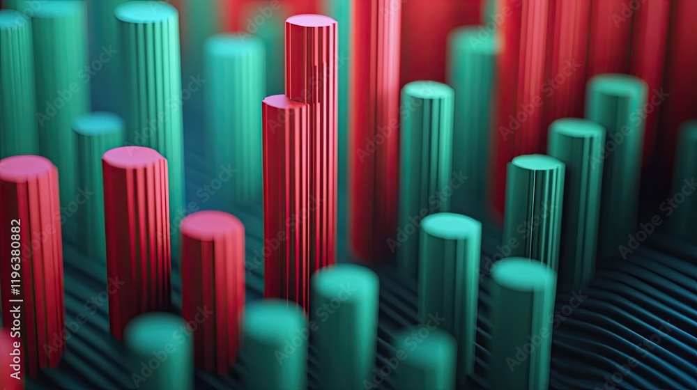 Red and green candlesticks on a blue screen represent a dynamic technical price chart that shows market volatility and trend analysis for stock trading and cryptocurrency investing. Red and green candlesticks on a blue screen represent a dynamic technical price chart that shows market volatility and trend analysis for stock trading and cryptocurrency investing.