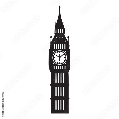 Iconic London Landmark Big Ben Silhouette Illustration