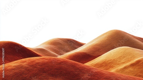 A Martian terrain with rolling hills of red and orange tones, giving an otherworldly feel, isolated on white