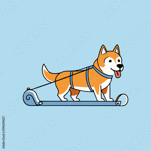 dog sled  on white