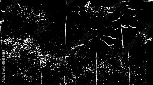 Snow, stars, twinkling lights, rain drops on black background. Abstract vector noise. Small particles of debris and dust. Distressed uneven grunge texture overlay.
