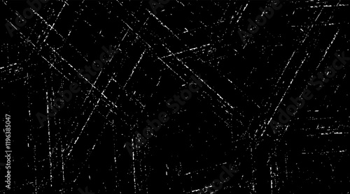 Snow, stars, twinkling lights, rain drops on black background. Abstract vector noise. Small particles of debris and dust. Distressed uneven grunge texture overlay.