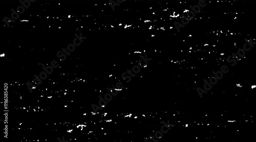 Snow, stars, twinkling lights, rain drops on black background. Abstract vector noise. Small particles of debris and dust. Distressed uneven grunge texture overlay.