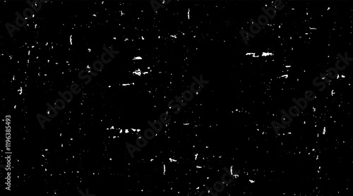 Snow, stars, twinkling lights, rain drops on black background. Abstract vector noise. Small particles of debris and dust. Distressed uneven grunge texture overlay.