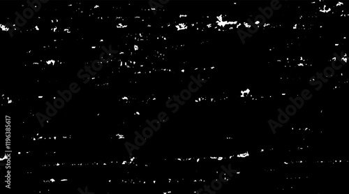 Snow, stars, twinkling lights, rain drops on black background. Abstract vector noise. Small particles of debris and dust. Distressed uneven grunge texture overlay.