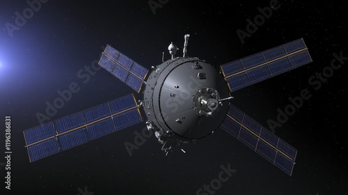 Wallpaper Mural Advanced Spacecraft Orbiting Earth Detailed 3D Render of a Satellite with Solar Panels Torontodigital.ca