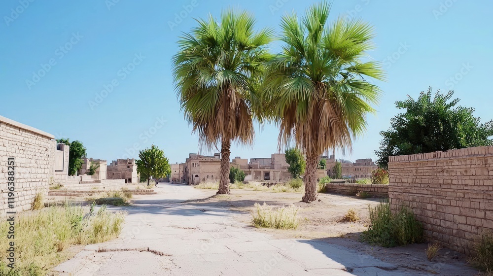 Desert Village with Palm Trees Desert Village with Palm Trees