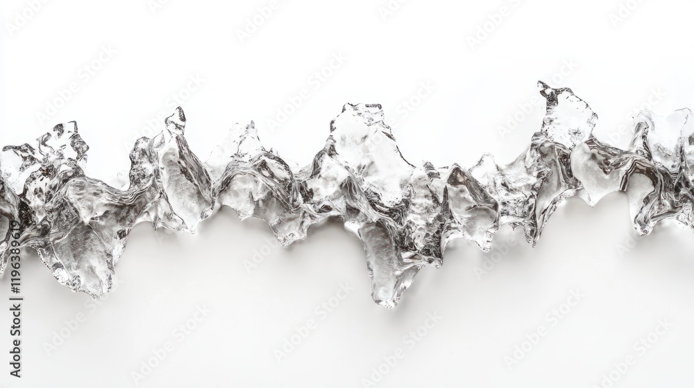 Icicles forming a jagged line, each with unique textures and shapes, isolated on white Icicles forming a jagged line, each with unique textures and shapes, isolated on white