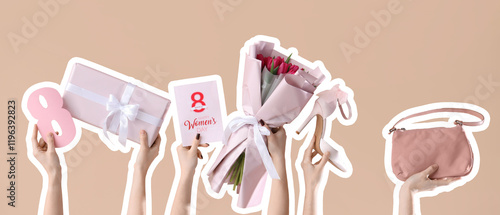 Female hands with bouquet o...