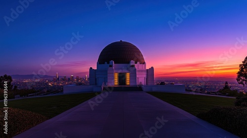 Griffith Observatory Sunset Panorama: Los Angeles Skyline at Dusk photo