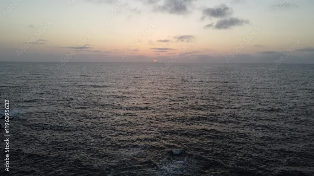 Drone shooting Sunset on La Jolla Beach in San Diego, California sea Drone shooting Sunset on La Jolla Beach in San Diego, California sea
