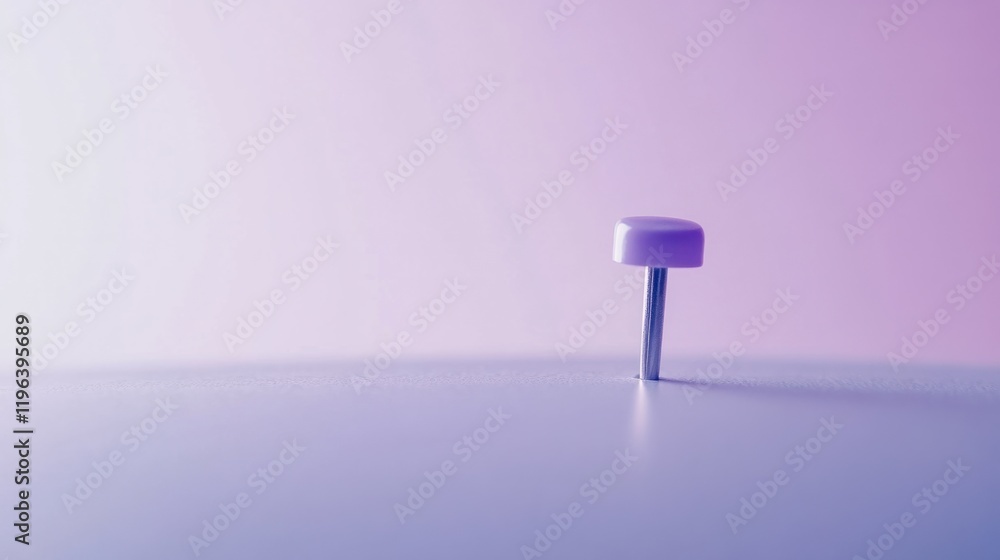 A soft purple note pinned with a shiny silver push pin, creating a minimalistic aesthetic, on white A soft purple note pinned with a shiny silver push pin, creating a minimalistic aesthetic, on white