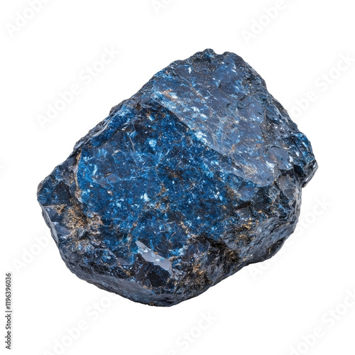 vibrant blue cobalt ore rock with rough texture, isolated on transparency background, showcasing its natural mineral formation