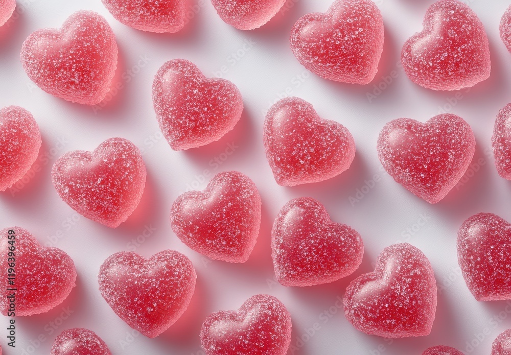 Colorful Heart-Shaped Gummies on a White Surface for Celebrating Love, Romance, and Sweet Treats in Confectionery or Bakery Settings Colorful Heart-Shaped Gummies on a White Surface for Celebrating Love, Romance, and Sweet Treats in Confectionery or Bakery Settings