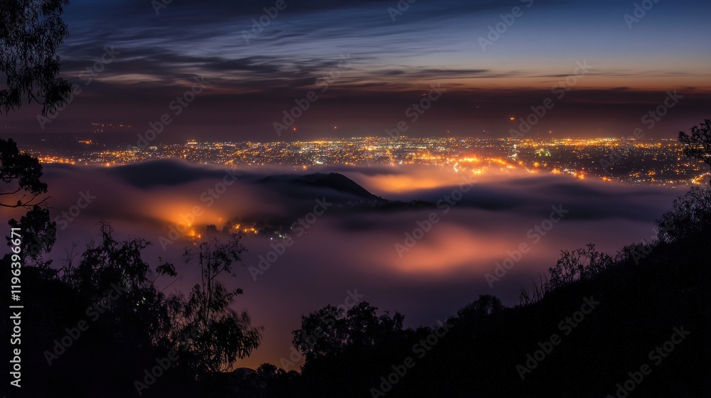 Night Cityscape Enveloped in Fog Night Cityscape Enveloped in Fog