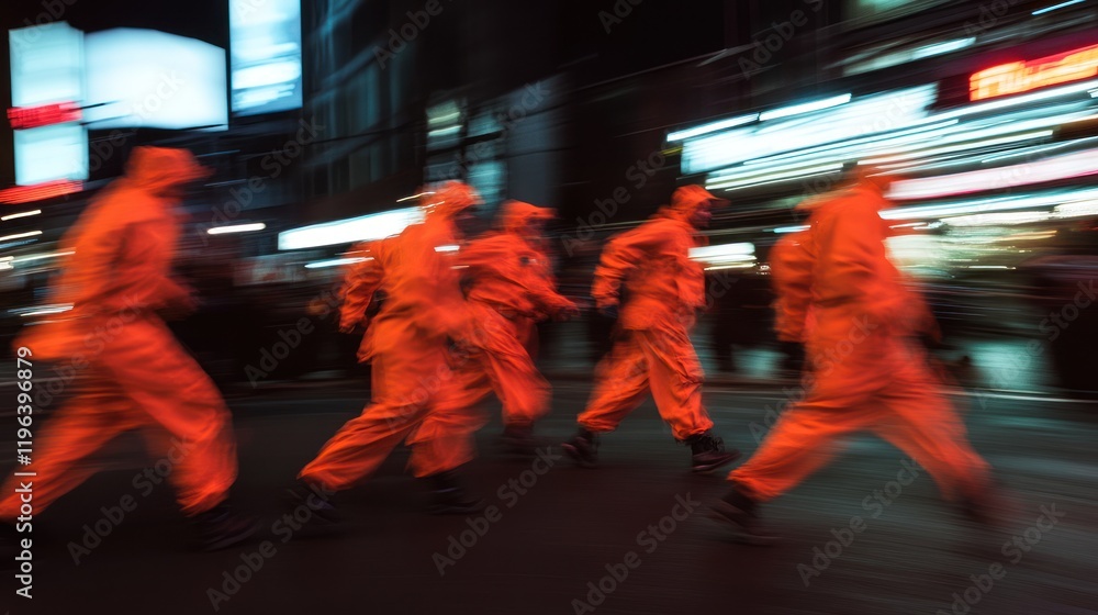 Obraz premium Blurs of Orange: Urban Night Motion