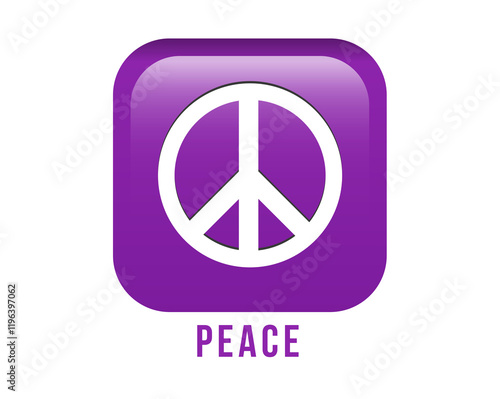 Purple circular peace symbol icon, representation of peaceul photo