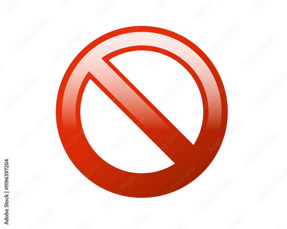 Red circle with a diagonal line prohibited sign icon, used to not permitted Red circle with a diagonal line prohibited sign icon, used to not permitted
