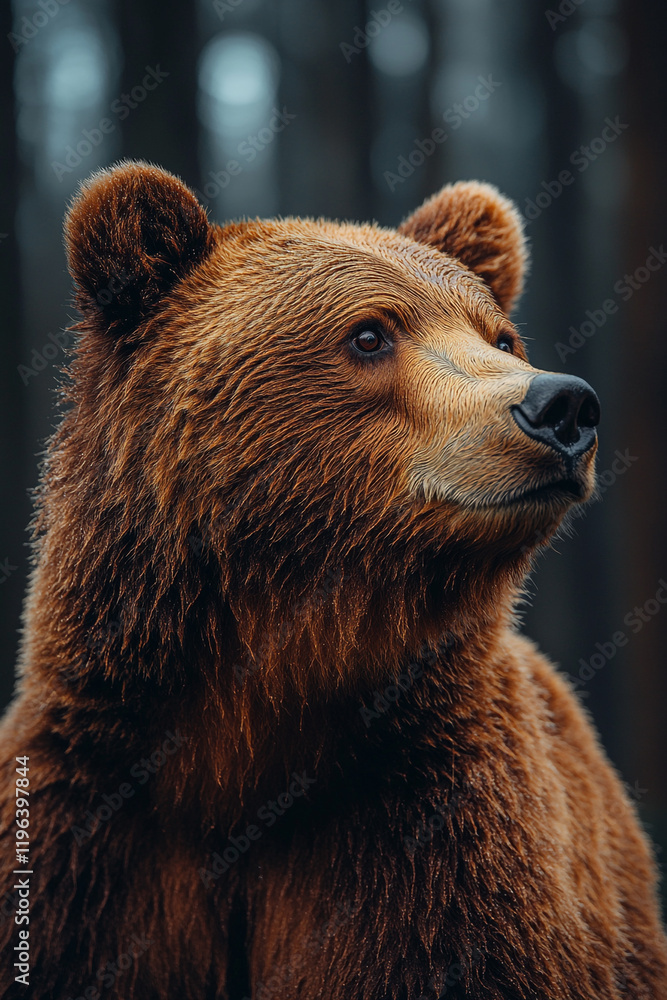 Fototapeta premium Majestic Brown Bear in Forest Setting