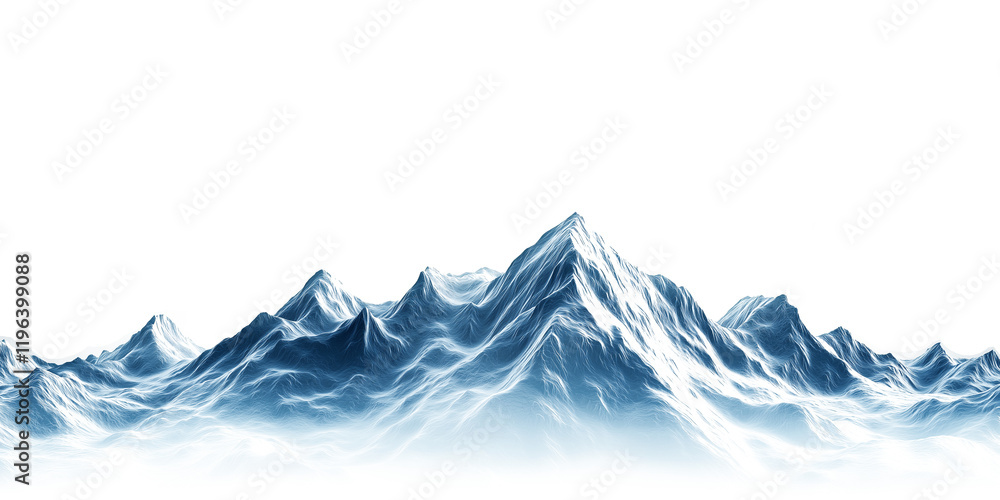 Fototapeta premium serene mountain range under clear sky, showcasing beauty of nature vast landscapes. peaks are covered in snow, creating tranquil and majestic scene