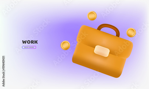 3d briefcase icon vector illustration. 3d vector illustration.