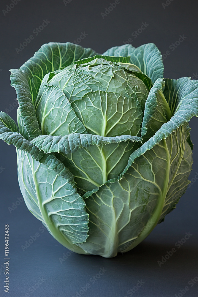 Obraz premium A Single Head Of Green Cabbage On Display