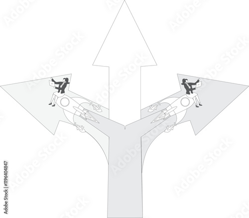 Change career path in a different direction, courage to see opportunities, leadership to choose a path to success, change business strategy, business riding the rocket changed its flight direction