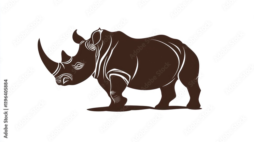 Fototapeta premium Majestic Rhino Silhouette: A Powerful Symbol of African Wildlife