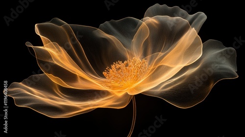 Wallpaper Mural A glowing abstract flower with golden hues and delicate petal patterns, isolated on a soft black background Torontodigital.ca