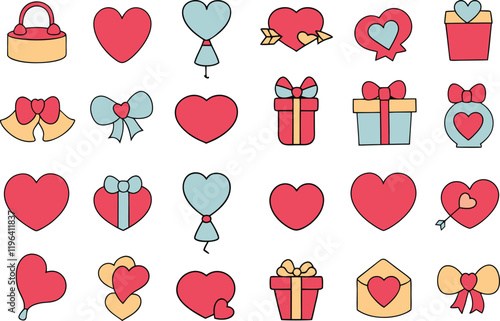 valentine day stickers set