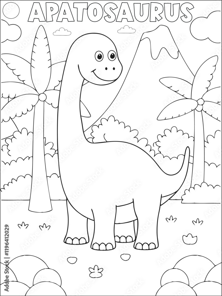 Obraz premium Cute coloring book with dinosaur