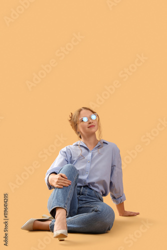 Young businesswoman sitting...