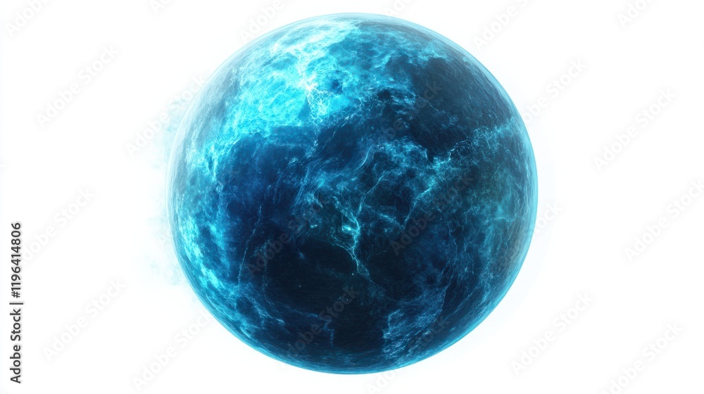 A planet with smooth surfaces, resembling a futuristic world, isolated on white A planet with smooth surfaces, resembling a futuristic world, isolated on white