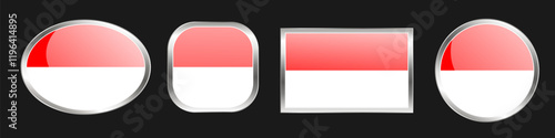 Indonesian flag in different shapes and styles