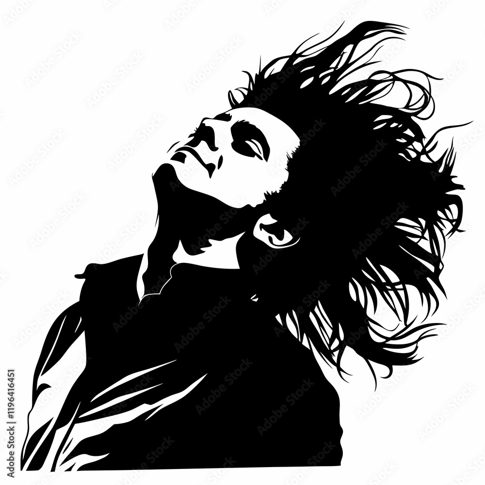 custom made wallpaper toronto digitalA man with long hair is shown in a black and white drawing. He is smiling and has a beard