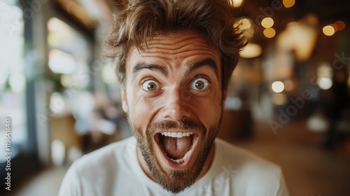 Humorous Expressions of a Man, playful antics and exaggerated facial expressions, capturing lighthearted moments of joy and spontaneity