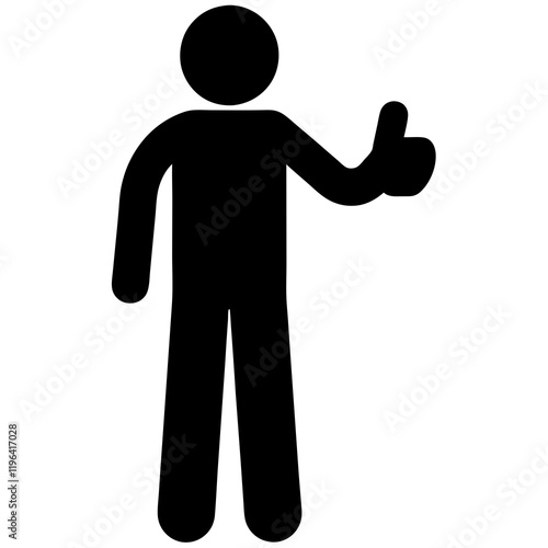 A man is standing with his hands on his hips and giving a thumbs up. He is wearing black pants
