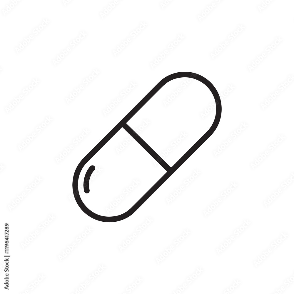Minimalist Pill Illustration Representing Medicine and Healthcare Solutions
