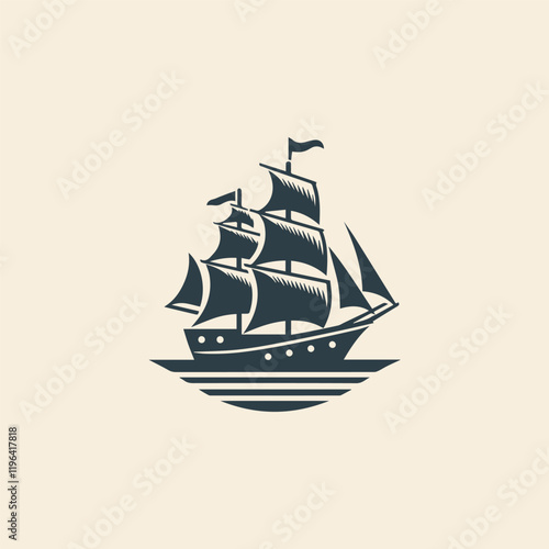 Vintage sailing ship logo