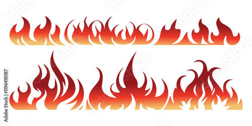Flame fire border frame silhouette template vector illustration clipart